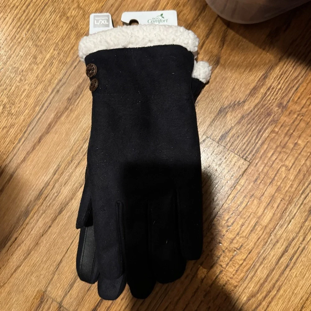 NWT Isotoner Water Repellent Microsuede Touchscreen‎ Sherpa Lined Gloves L/XL - Picture 6 of 8